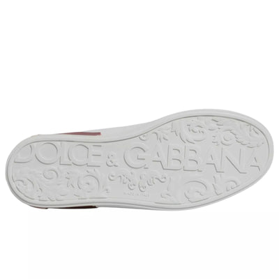 Dolce & Gabbana Weiß Rot Leder Logo Portofino Sneaker