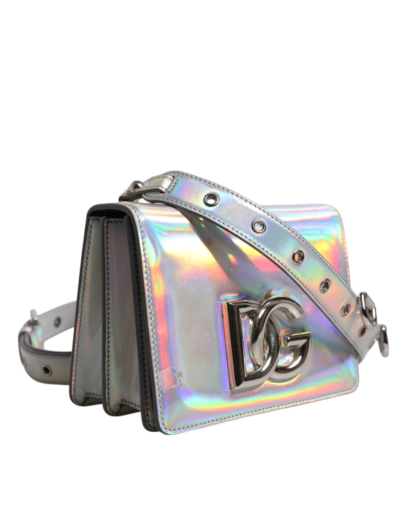 Dolce & Gabbana Holografische Umhängetasche in Metallic-Silber