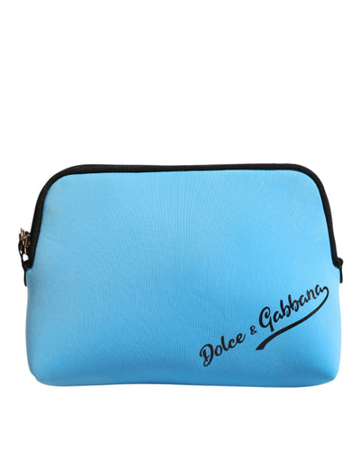 Dolce & Gabbana Blaue Nylon DG Logo Print Clutch Zip Pouch Tasche