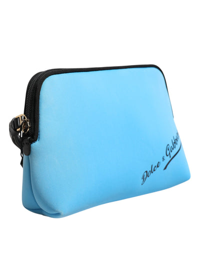 Dolce & Gabbana Blaue Nylon DG Logo Print Clutch Zip Pouch Tasche