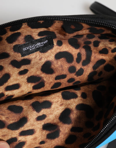 Dolce & Gabbana Blaue Nylon DG Logo Print Clutch Zip Pouch Tasche