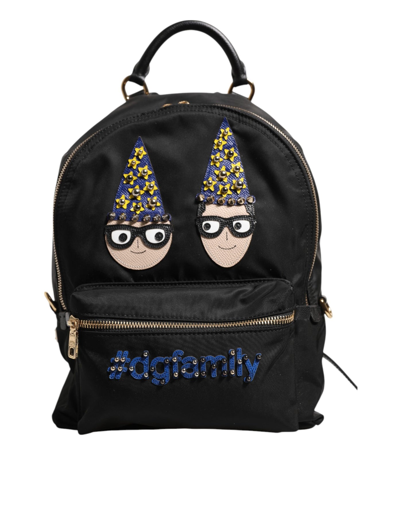Dolce & Gabbana Schwarzes Nylon #DGFAMILY VULCANO verschönerte Rucksacktasche