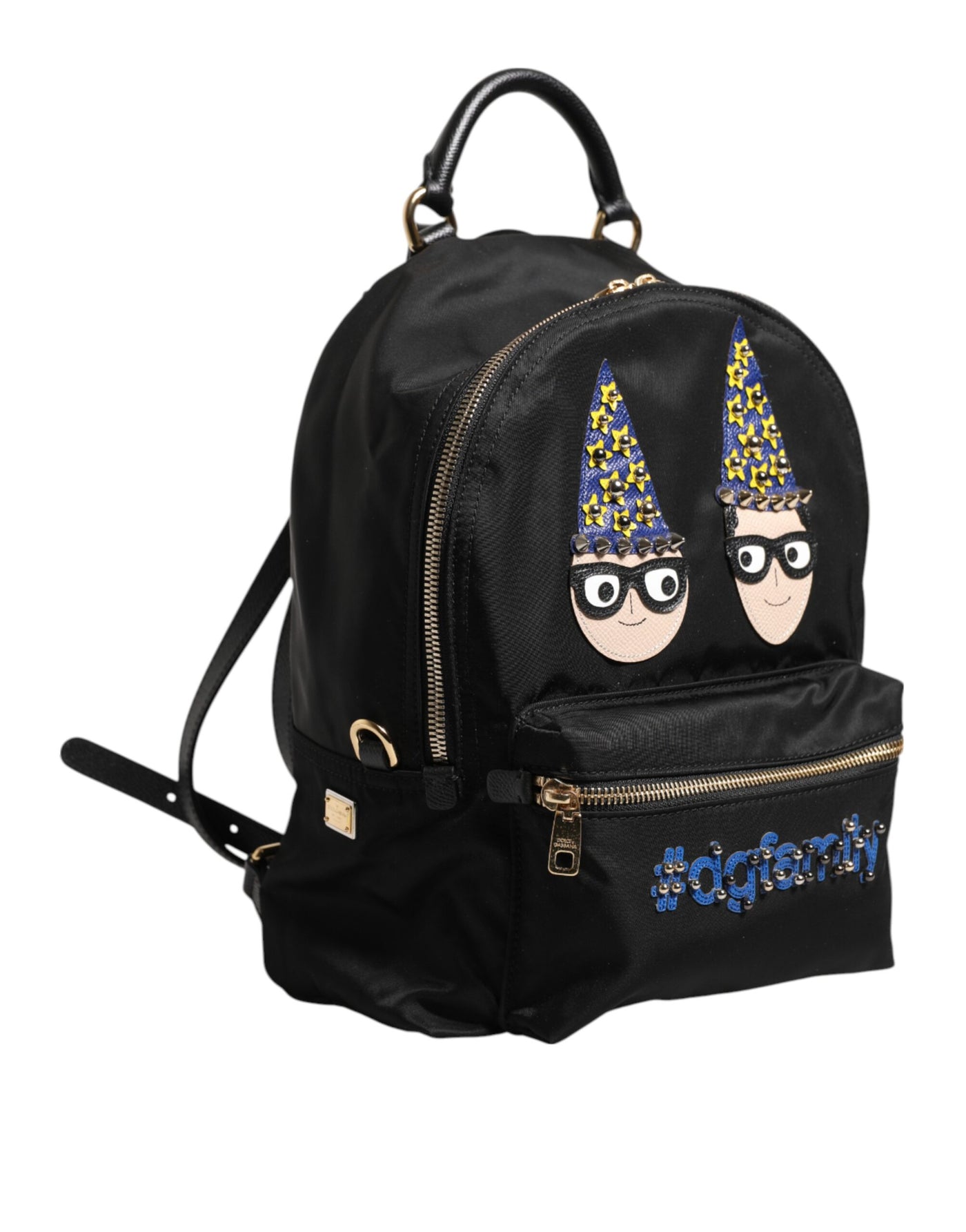 Dolce & Gabbana Schwarzes Nylon #DGFAMILY VULCANO verschönerte Rucksacktasche