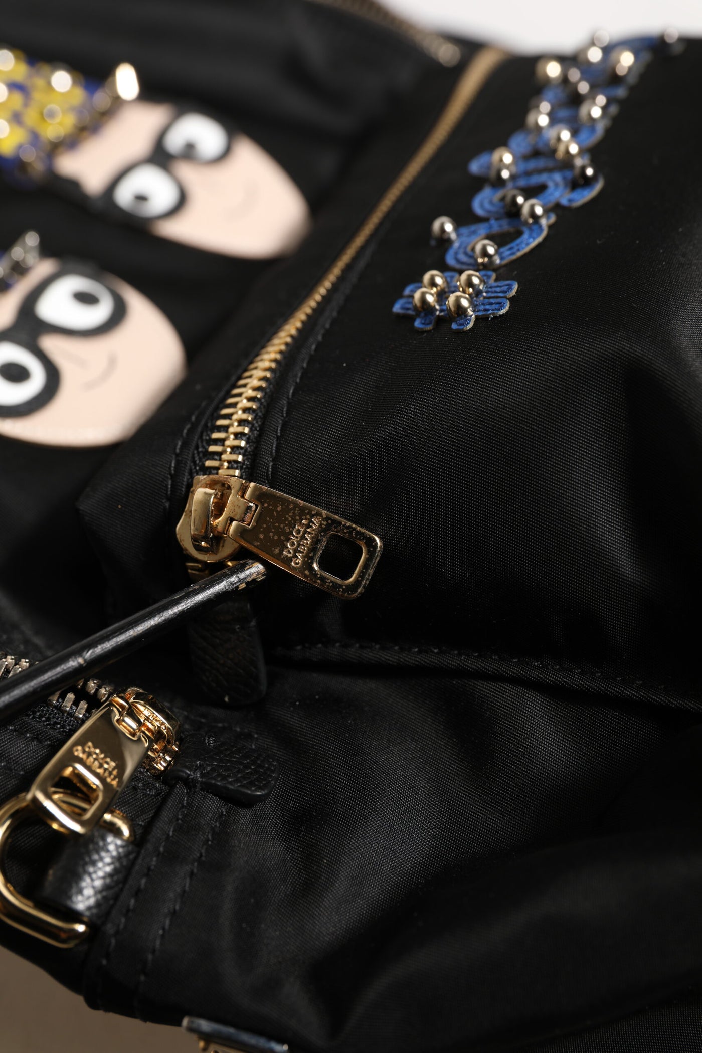 Dolce & Gabbana Schwarzes Nylon #DGFAMILY VULCANO verschönerte Rucksacktasche