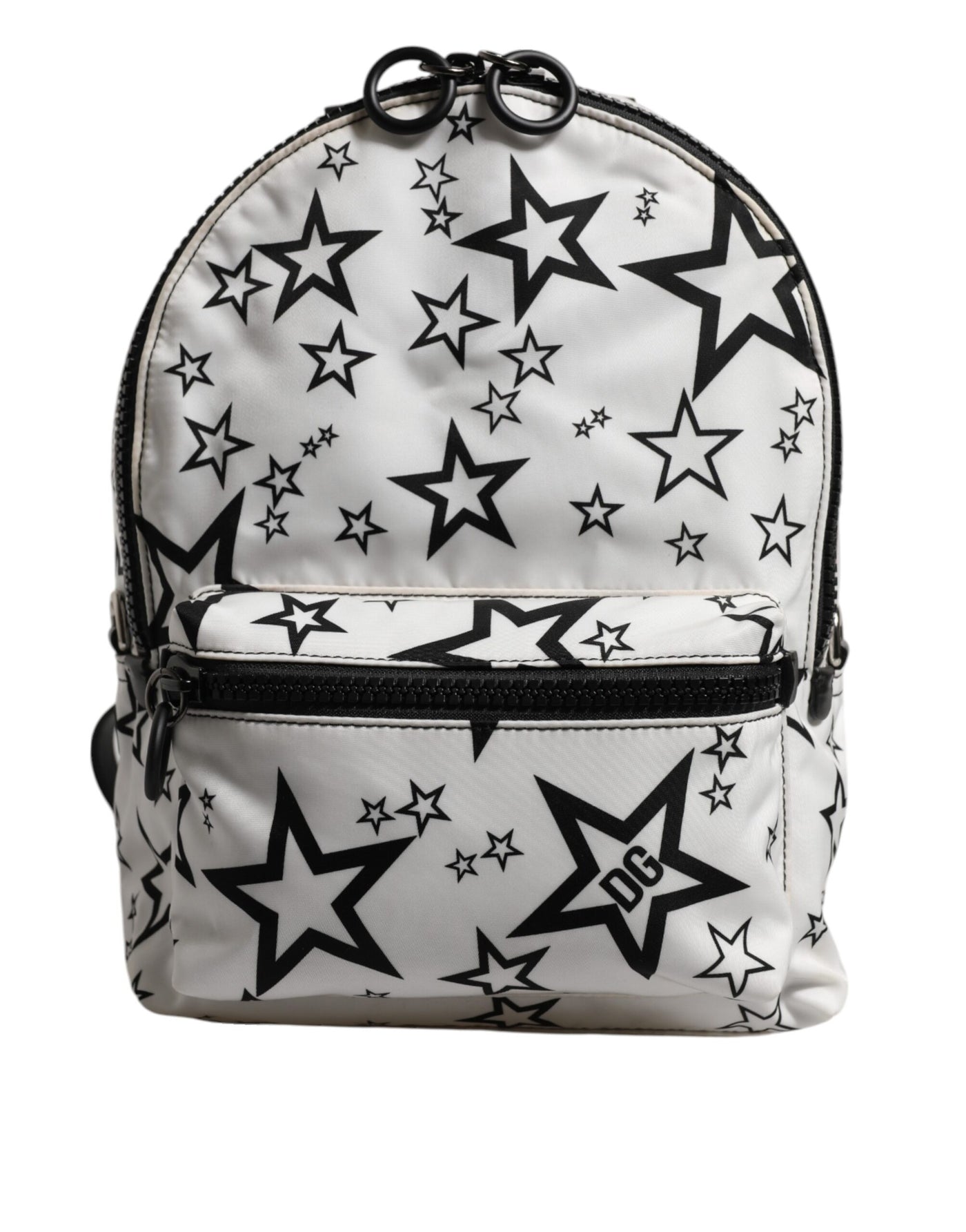 Dolce & Gabbana Weiße DG Sterne Druck Nylon Reise Rucksack Tasche