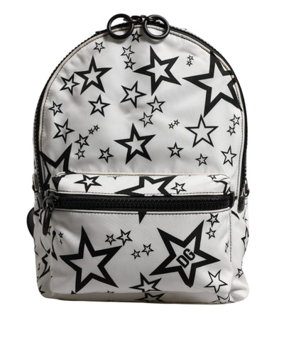Dolce & Gabbana Weiße DG Sterne Druck Nylon Reise Rucksack Tasche