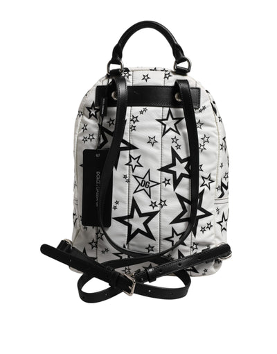 Dolce & Gabbana Weiße DG Sterne Druck Nylon Reise Rucksack Tasche