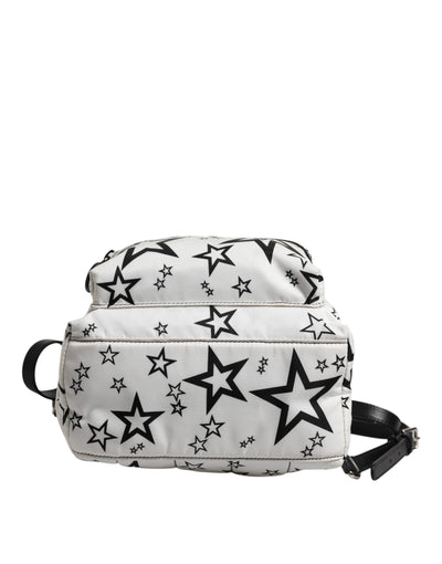 Dolce & Gabbana Weiße DG Sterne Druck Nylon Reise Rucksack Tasche