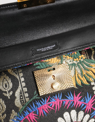 Dolce & Gabbana Multicolor Jacquard Floral Dokument Aktentasche Tasche