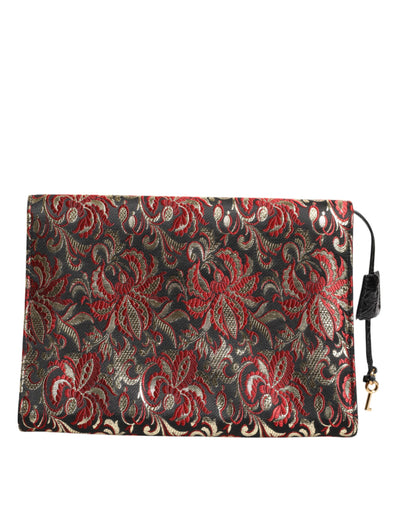 Dolce & Gabbana Multicolor Jacquard Floral Dokument Aktentasche Tasche