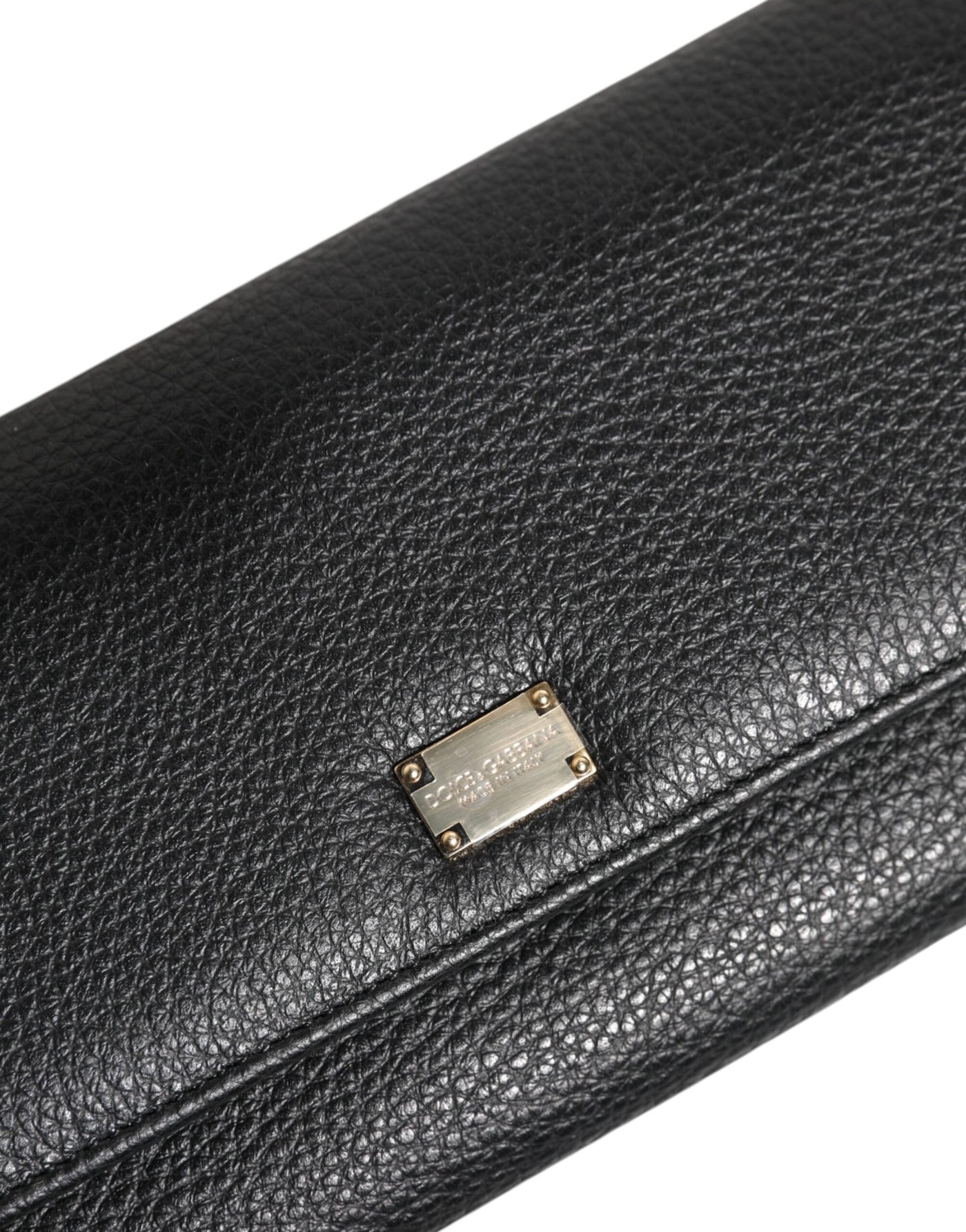 Dolce & Gabbana Schwarzes Leder Logo Plaque Kartenhalter Trifold Wallet