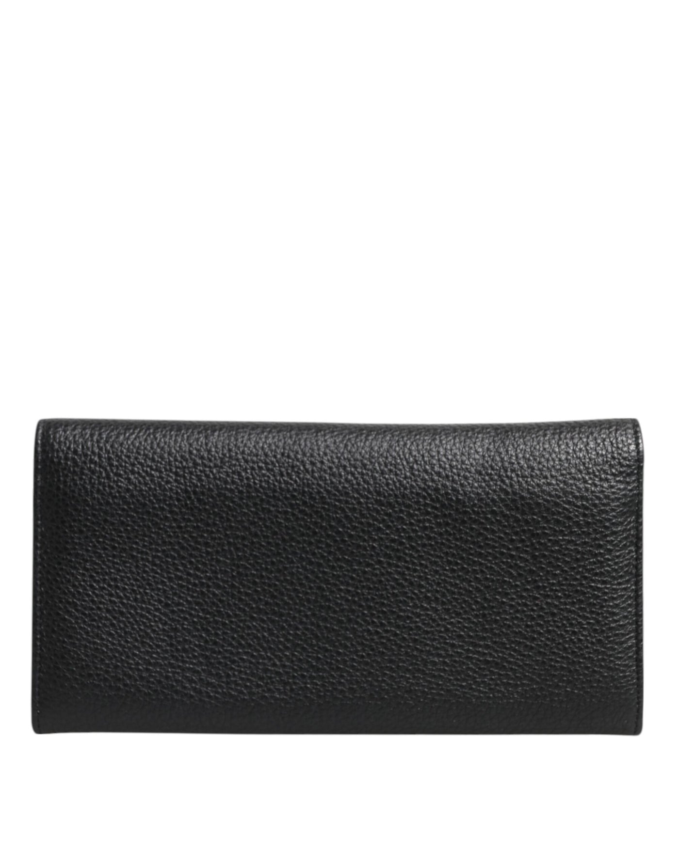 Dolce & Gabbana Schwarzes Leder Logo Plaque Trifold Kartenhalter Brieftasche