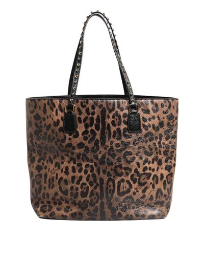 Dolce & Gabbana Braun Leopard GLAM Leder Logo Plaque Tote Bag