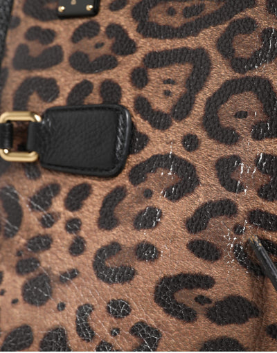Dolce & Gabbana Braun Leopard GLAM Leder Logo Plaque Tote Bag