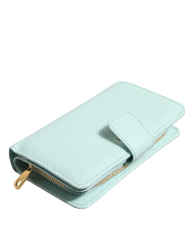 Dolce & Gabbana Mintgrünes Leder Bifold Continental Clutch Portemonnaie