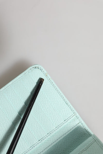 Dolce & Gabbana Mintgrünes Leder Bifold Continental Clutch Portemonnaie
