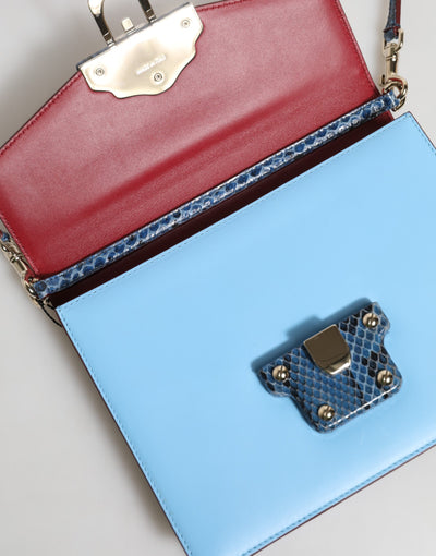Dolce & Gabbana Blau Beige Exotisches Leder LUCIA Crossbody Tasche