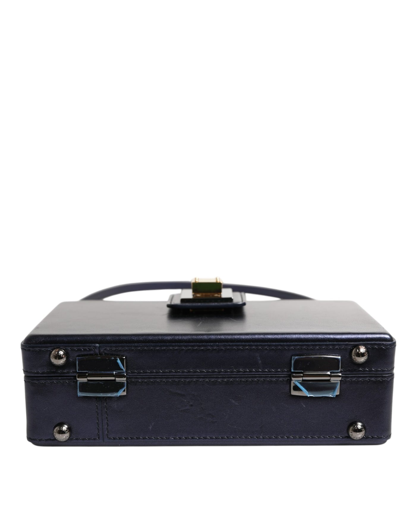 Dolce & Gabbana Blaue DG BOX Lammfell Leder Crossbody Strap Tasche