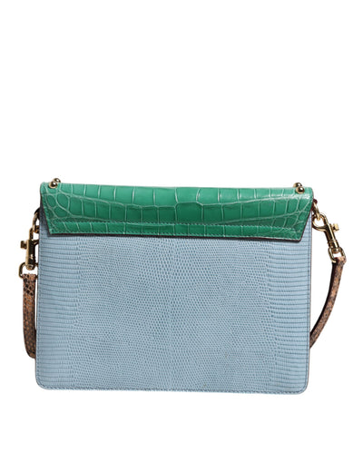 Dolce & Gabbana Blau-Grün LUCIA Verschönerte Umhängetasche