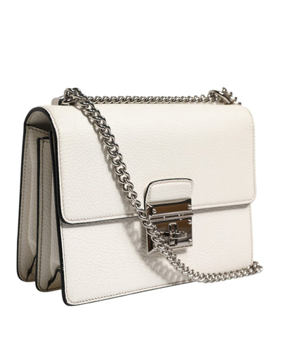 Dolce & Gabbana Weiße Rosalia Kleine Tasche mit Kettenschulterriemen aus Kalbsleder