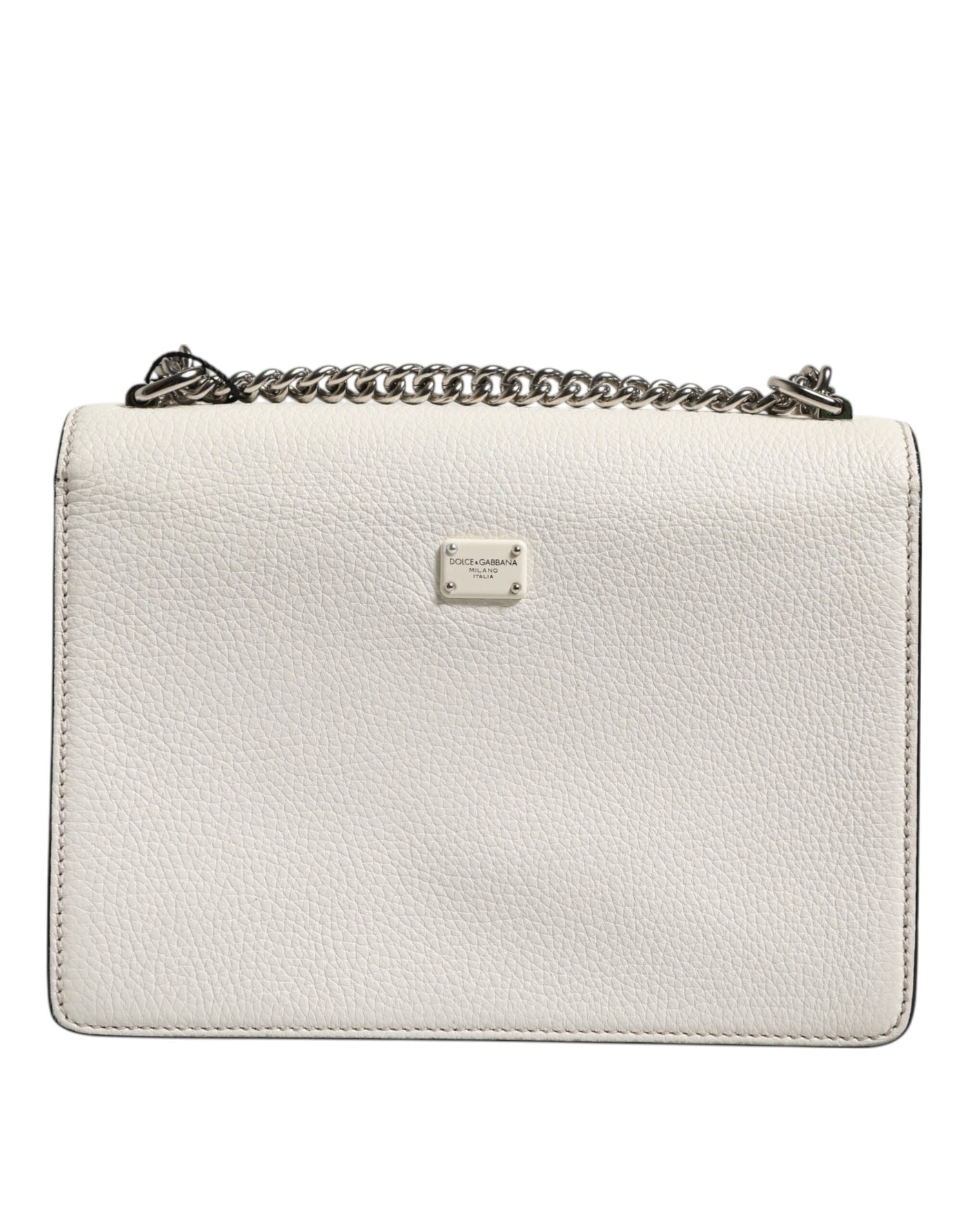 Dolce & Gabbana Weiße Rosalia Kleine Tasche mit Kettenschulterriemen aus Kalbsleder
