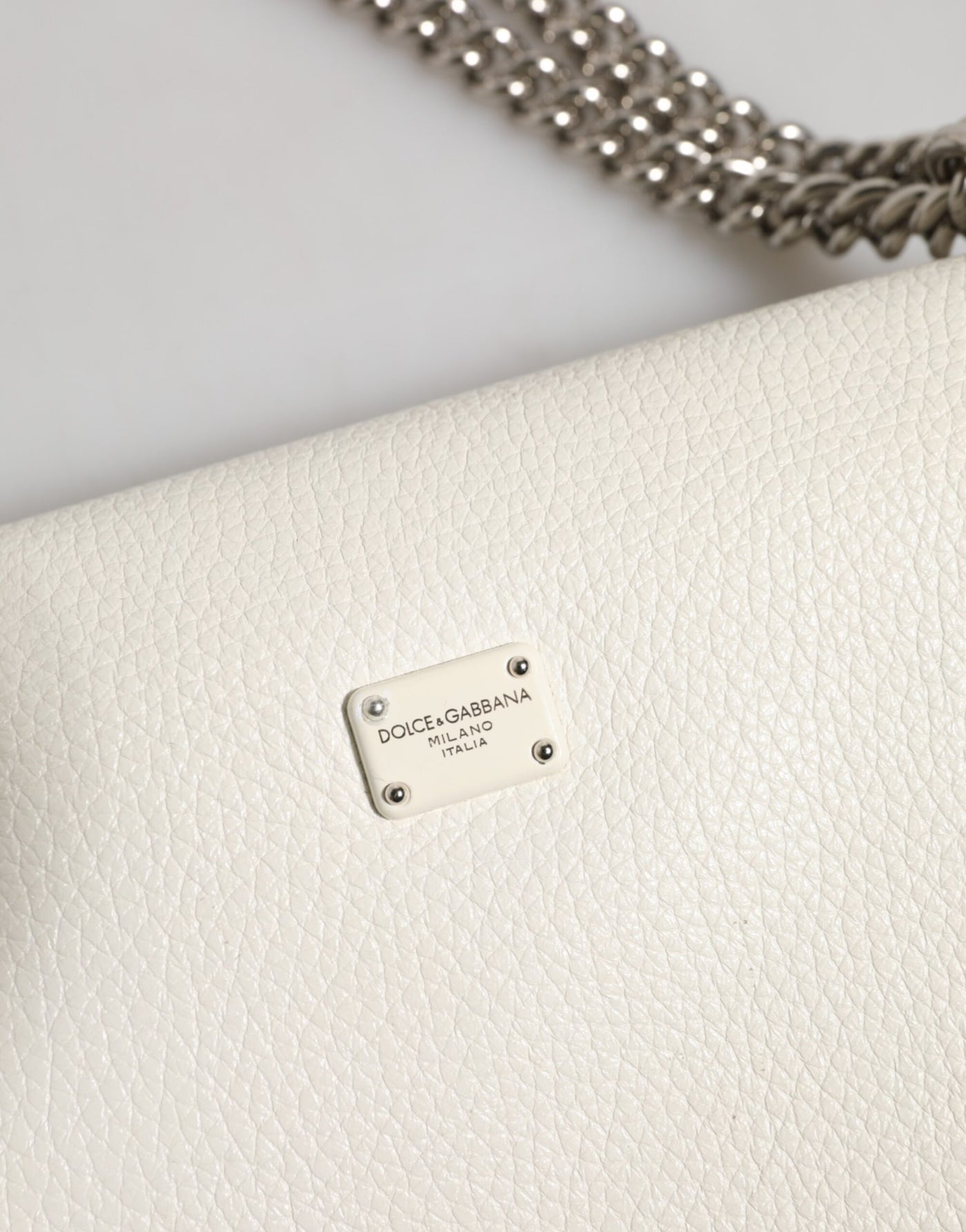 Dolce & Gabbana Weiße Rosalia Kleine Tasche mit Kettenschulterriemen aus Kalbsleder