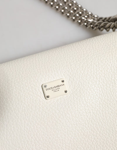Dolce & Gabbana Weiße Rosalia Kleine Tasche mit Kettenschulterriemen aus Kalbsleder