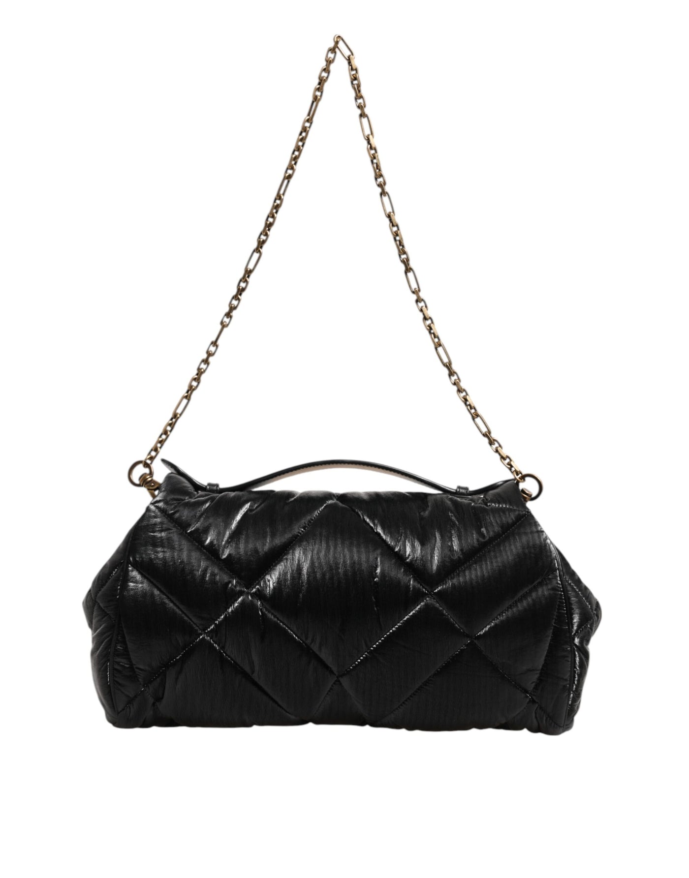 Dolce & Gabbana Schwarz gesteppte Nylon Devotion Satchel Tasche mit Kettenriemen