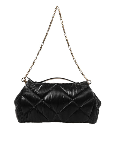 Dolce & Gabbana Schwarz gesteppte Nylon Devotion Satchel Tasche mit Kettenriemen