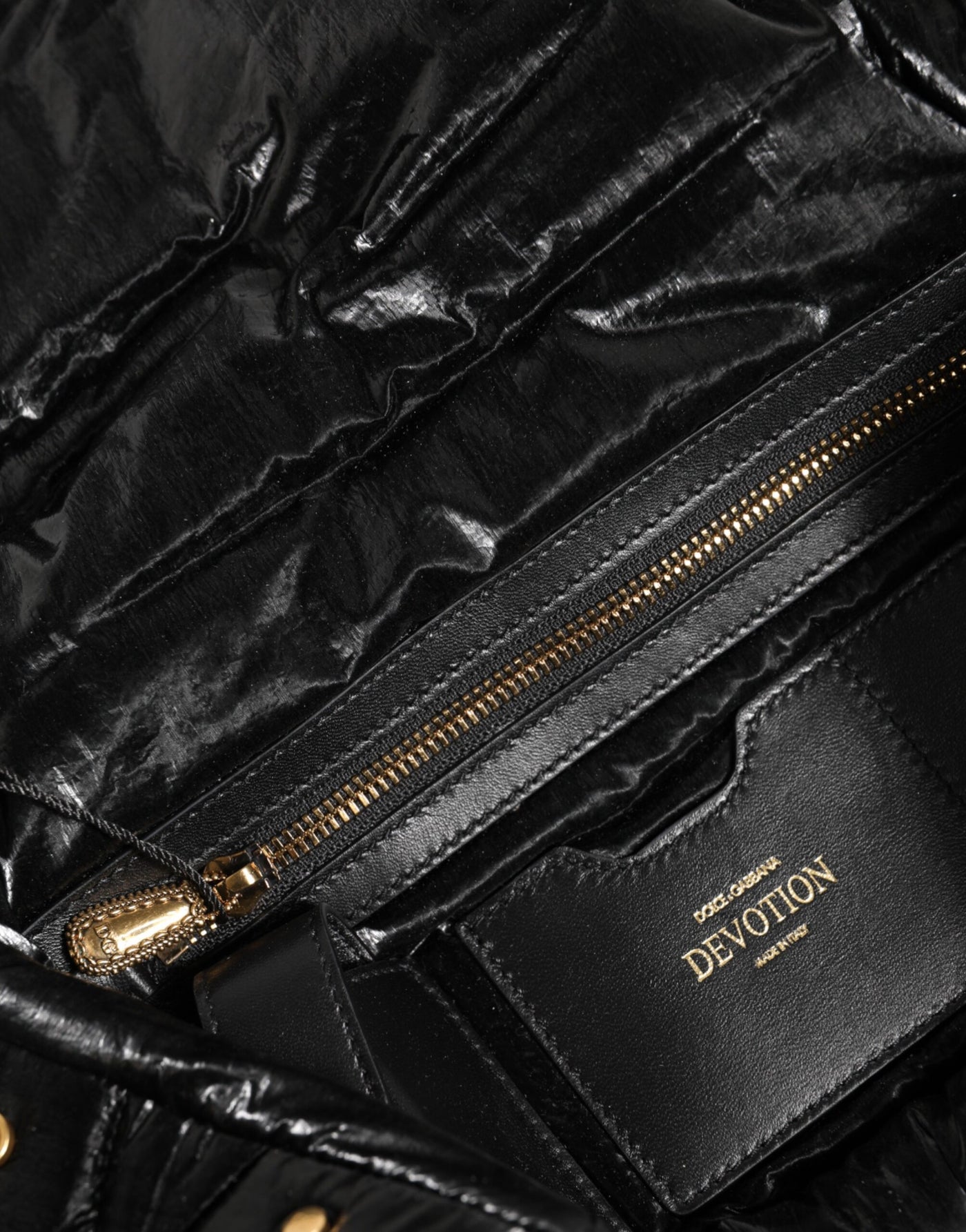 Dolce & Gabbana Schwarz gesteppte Nylon Devotion Satchel Tasche mit Kettenriemen