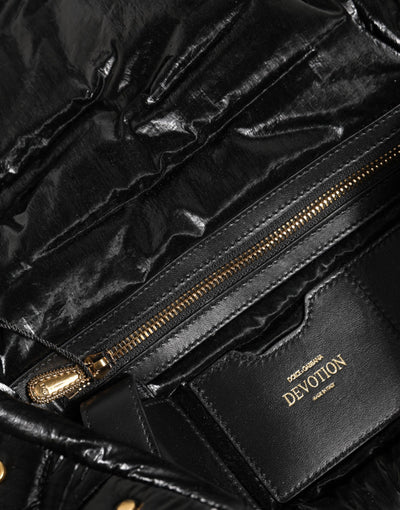Dolce & Gabbana Schwarz gesteppte Nylon Devotion Satchel Tasche mit Kettenriemen