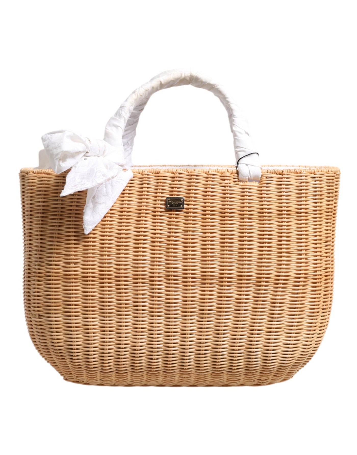 Dolce & Gabbana Beige Fiber Vegetable Basket Handtasche Tote Bag