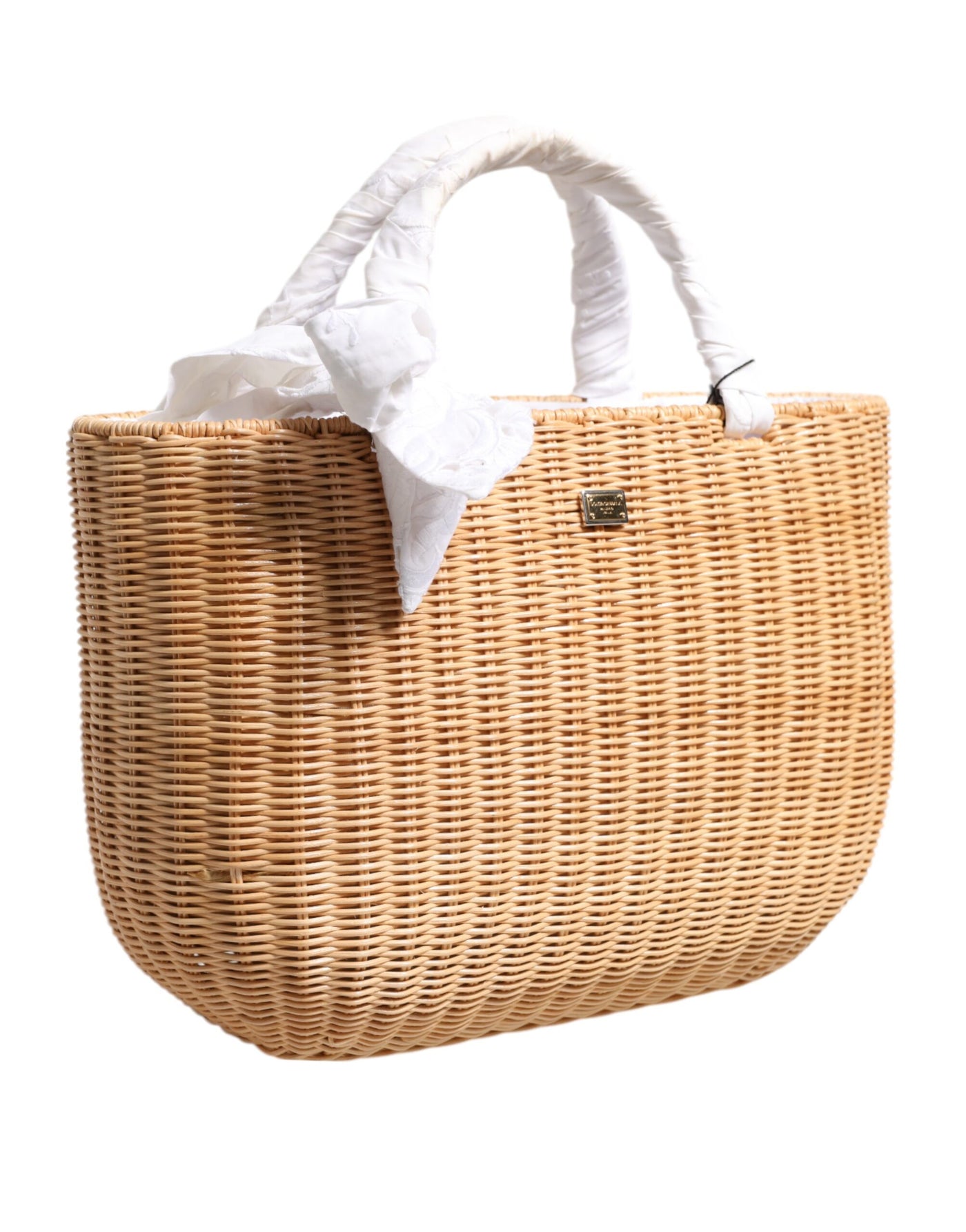 Dolce & Gabbana Beige Fiber Vegetable Basket Handtasche Tote Bag
