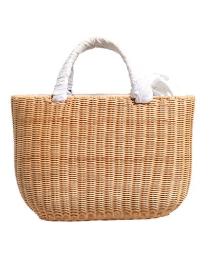 Dolce & Gabbana Beige Fiber Vegetable Basket Handtasche Tote Bag