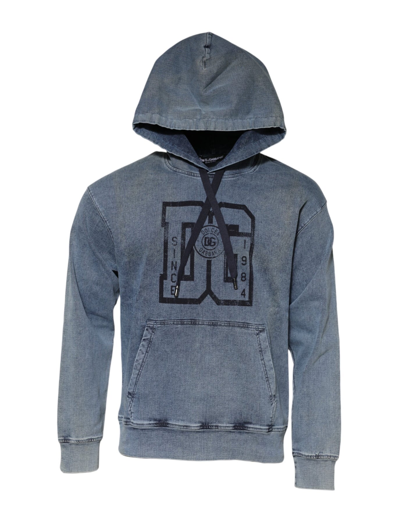 Dolce & Gabbana Blaues Sweatshirt mit Kapuze aus Baumwollmischung Pullover