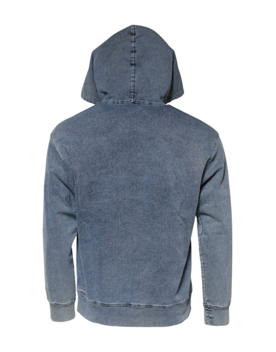 Dolce & Gabbana Blaues Sweatshirt mit Kapuze aus Baumwollmischung Pullover