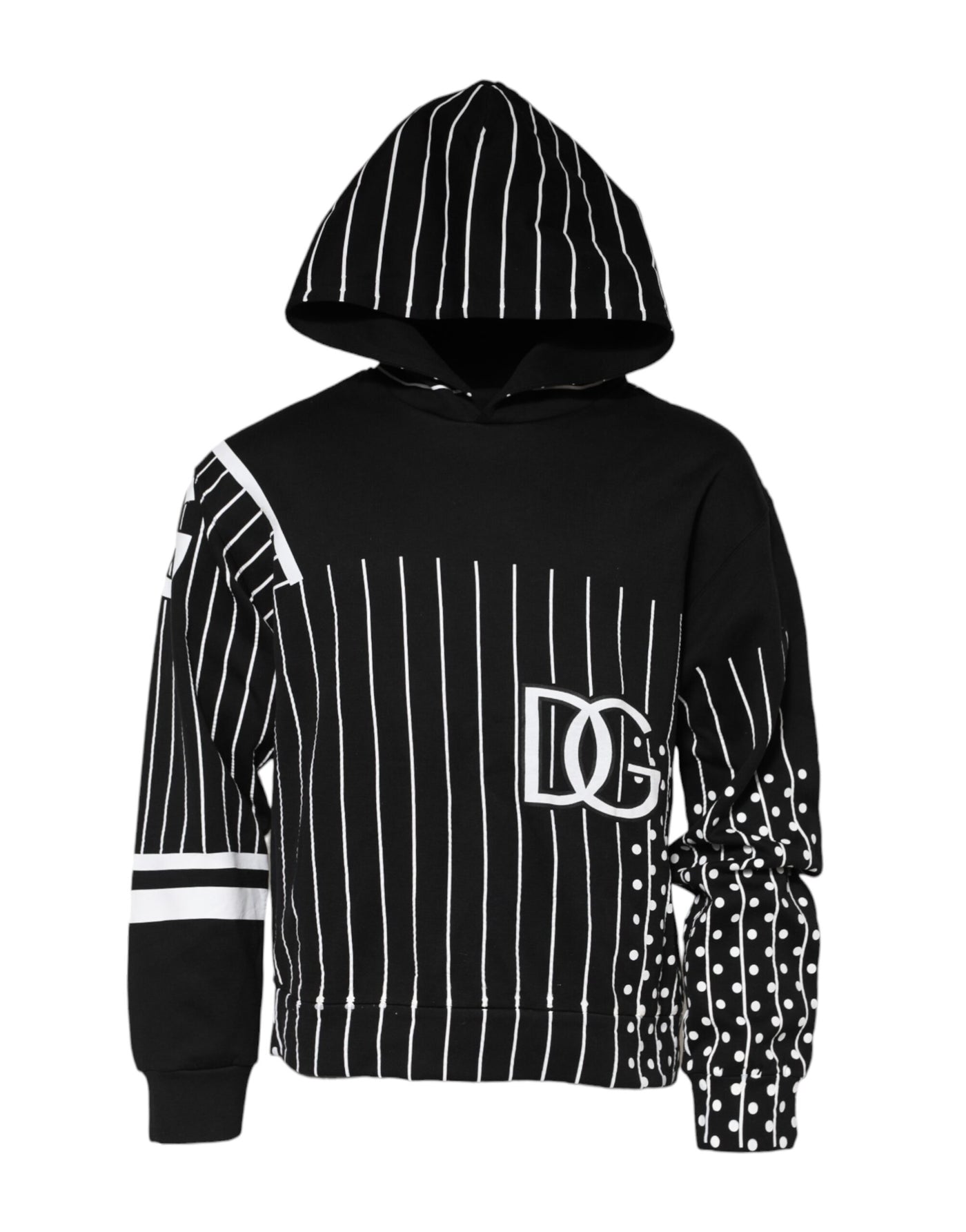 Dolce & Gabbana Schwarzes Streifen Kapuzen-Sweatshirt für Männer Pullover