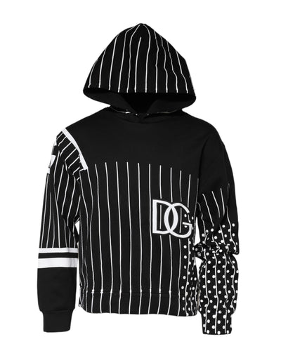 Dolce & Gabbana Schwarzes Streifen Kapuzen-Sweatshirt für Männer Pullover