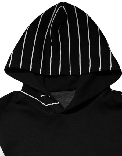 Dolce & Gabbana Schwarzes Streifen Kapuzen-Sweatshirt für Männer Pullover