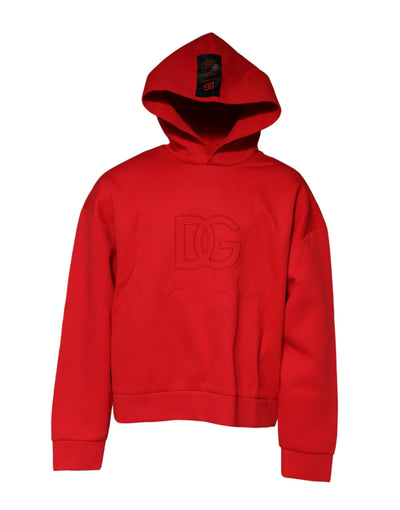 Dolce & Gabbana Rotes DG Logo Sweatshirt mit Kapuze für Männer Pullover