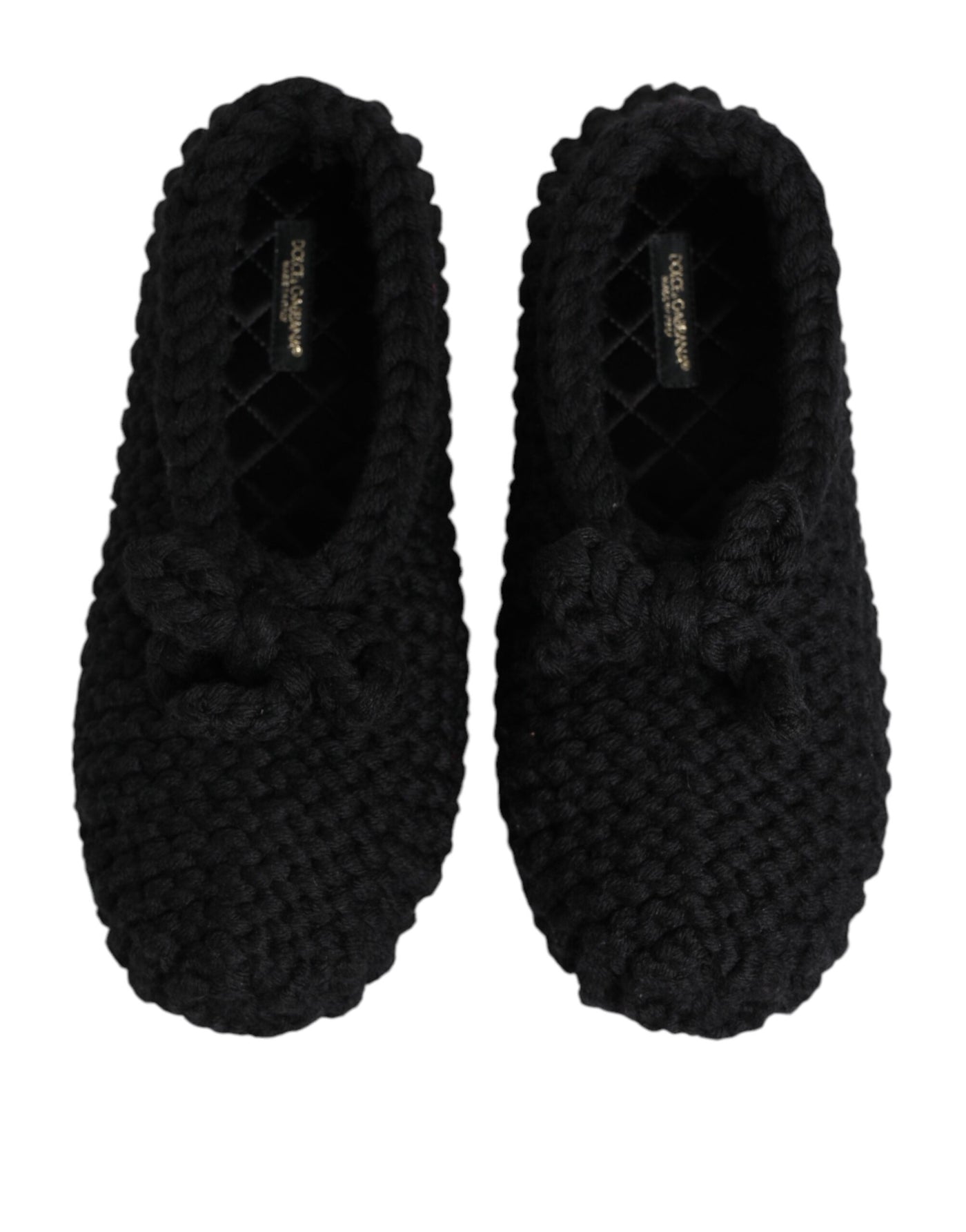 Dolce & Gabbana Schwarz Wolle stricken Slip On Ballerina Flats Schuhe