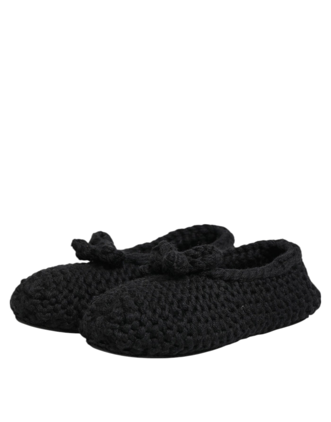 Dolce & Gabbana Schwarz Wolle stricken Slip On Ballerina Flats Schuhe