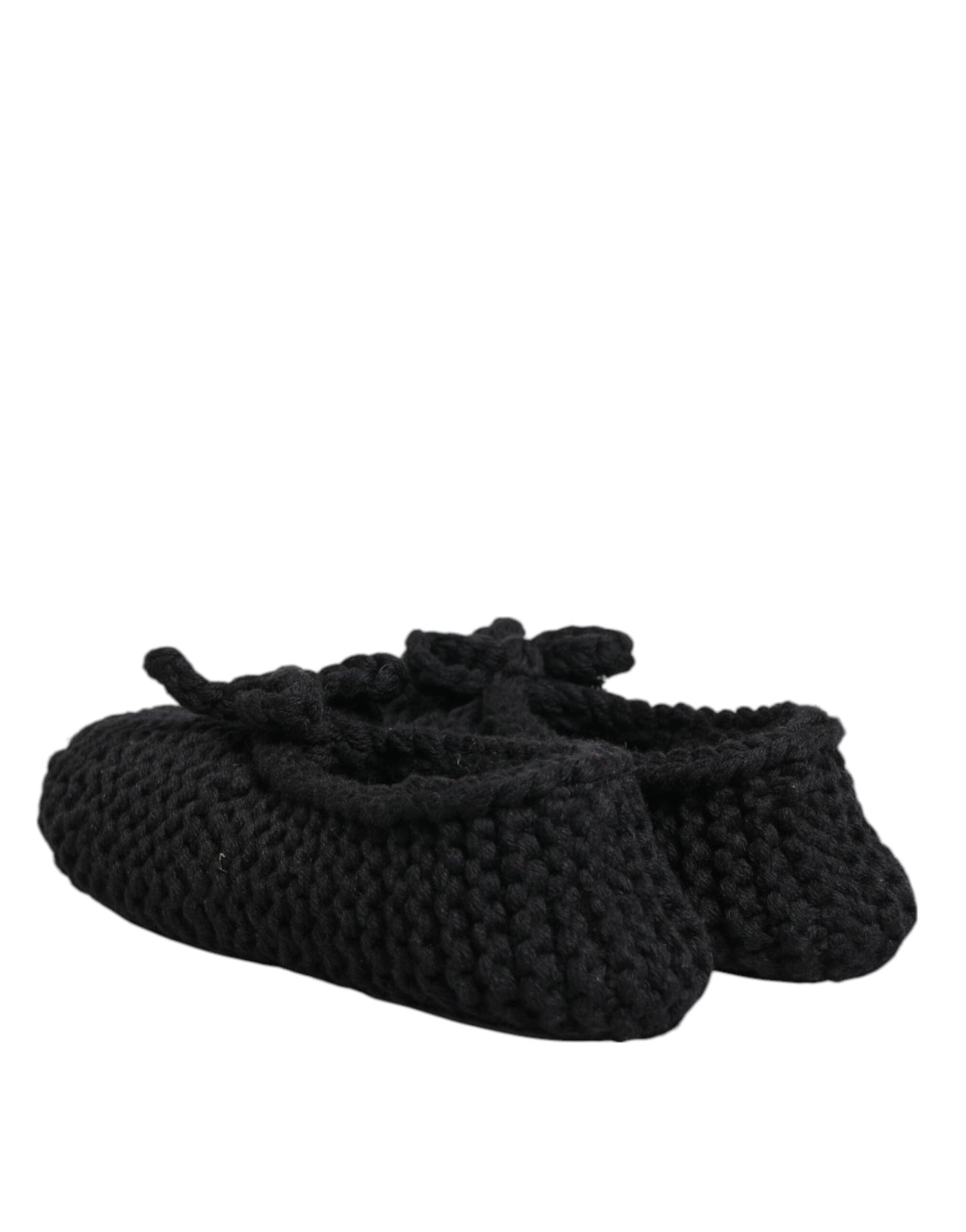 Dolce & Gabbana Schwarz Wolle stricken Slip On Ballerina Flats Schuhe