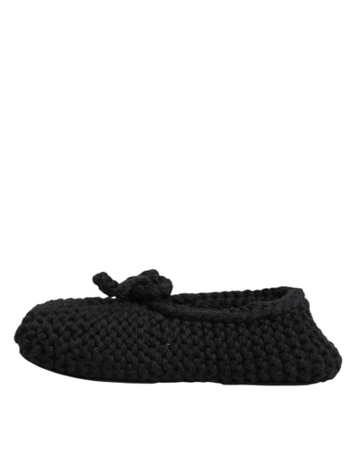 Dolce & Gabbana Schwarz Wolle stricken Slip On Ballerina Flats Schuhe