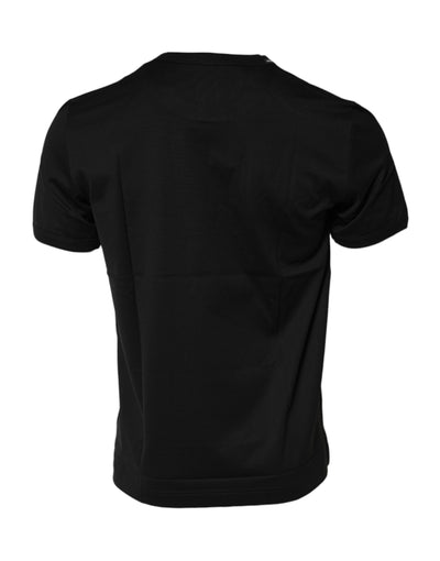 Dolce & Gabbana Schwarzes T-Shirt mit Rundhalsausschnitt und Logodruck aus Baumwolle