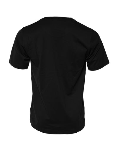 Dolce & Gabbana Schwarzes DG Royals Baumwoll-T-Shirt mit Rundhalsausschnitt