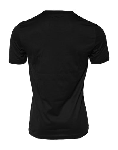 Dolce & Gabbana Schwarzes Sacred Heart Baumwoll-T-Shirt mit Rundhalsausschnitt