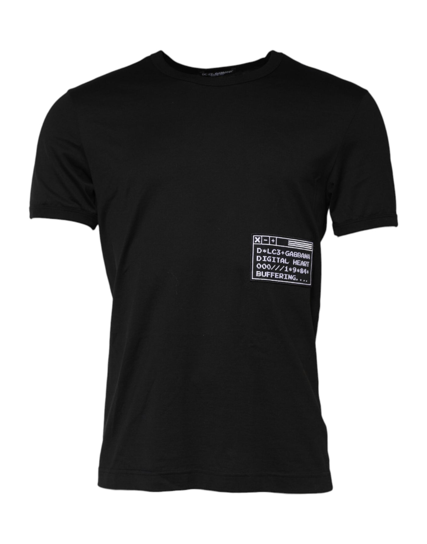 Dolce & Gabbana Schwarzes Logo-Patch T-Shirt mit Rundhalsausschnitt aus Baumwolle