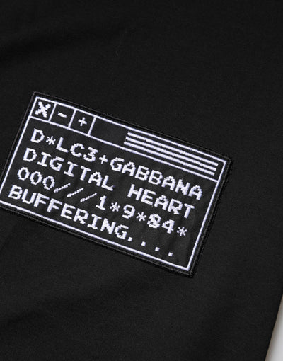 Dolce & Gabbana Schwarzes Logo-Patch T-Shirt mit Rundhalsausschnitt aus Baumwolle