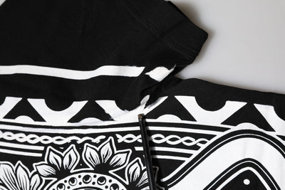 Dolce & Gabbana Schwarzes T-Shirt mit Rundhalsausschnitt aus Baumwolle mit Bandana-Druck